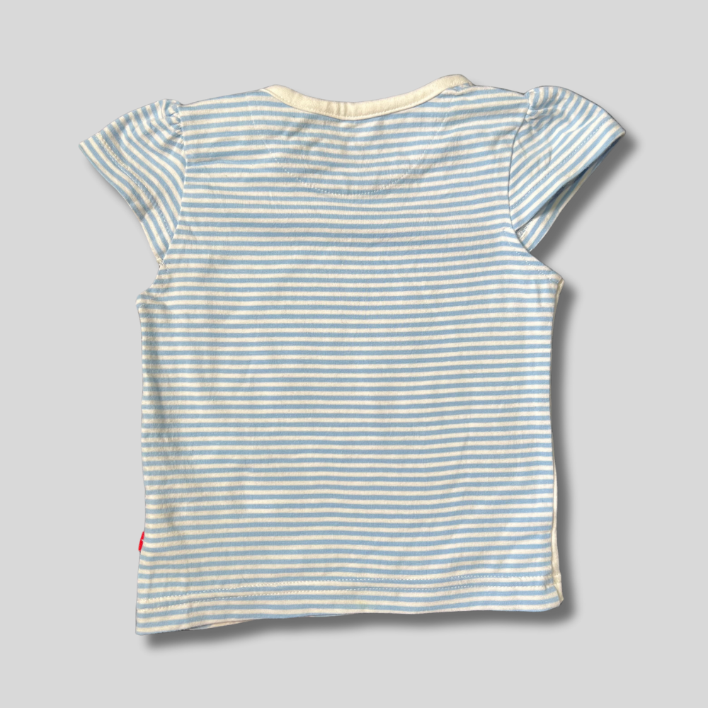 Tricou bleu cu dungi si buline