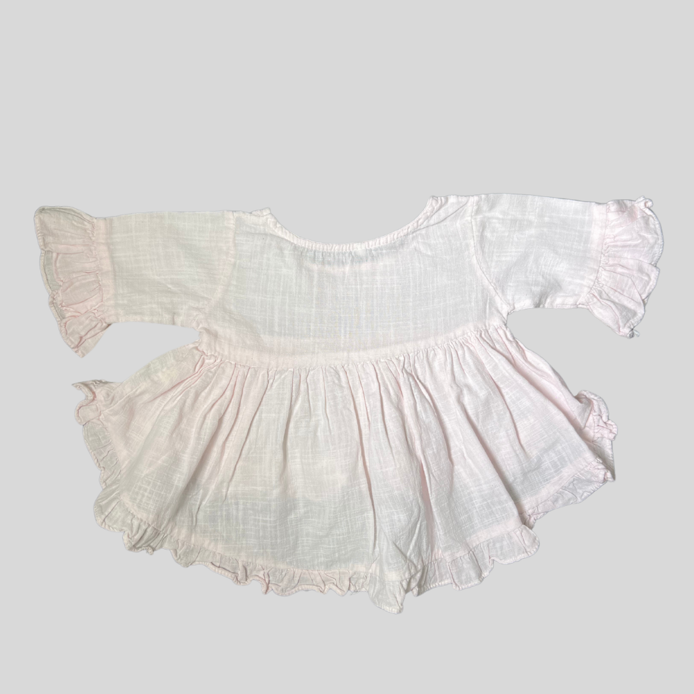 Bluza roz pal cu volanase