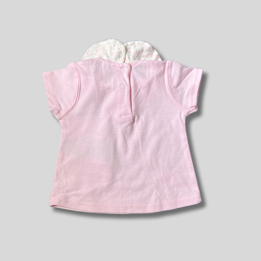 Tricou roz cu guler rotund