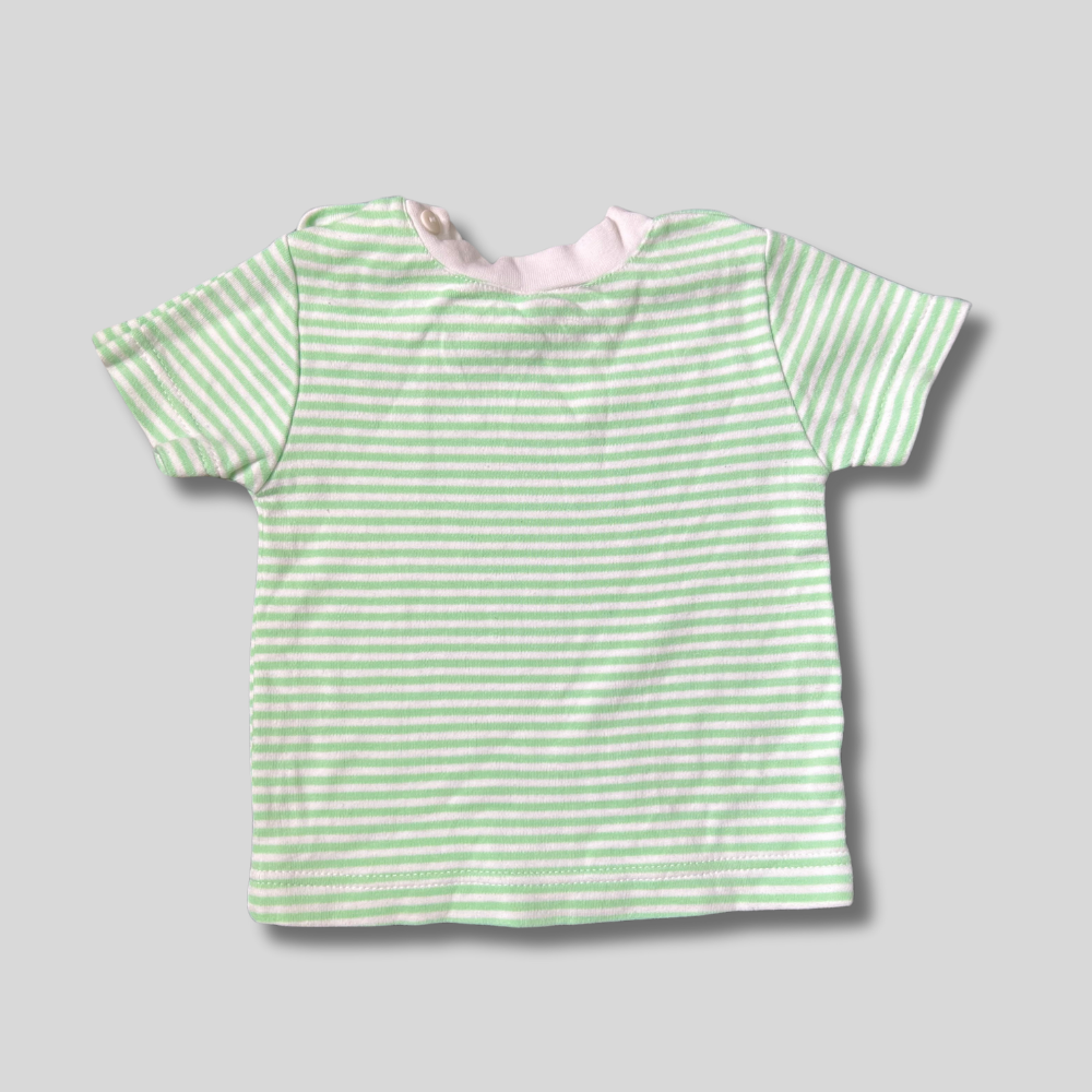 Tricou alb cu dungi verzi