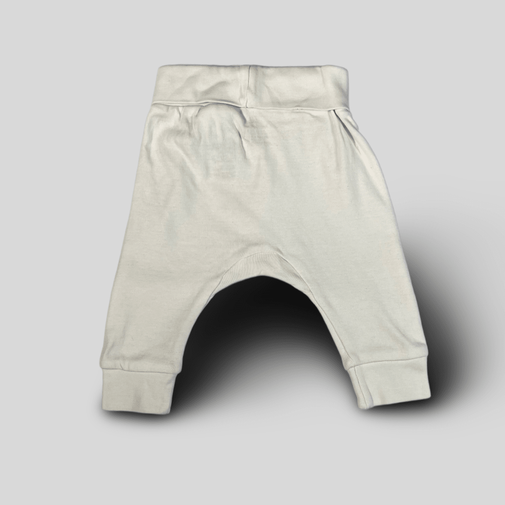 Pantaloni albi din bumbac cu banda