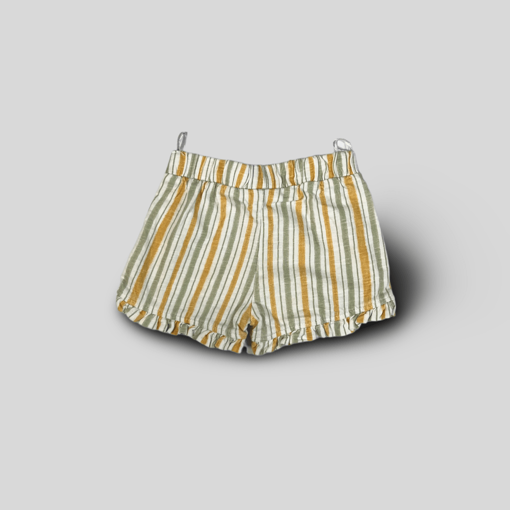 Pantaloni scurti cu dungi si volanase