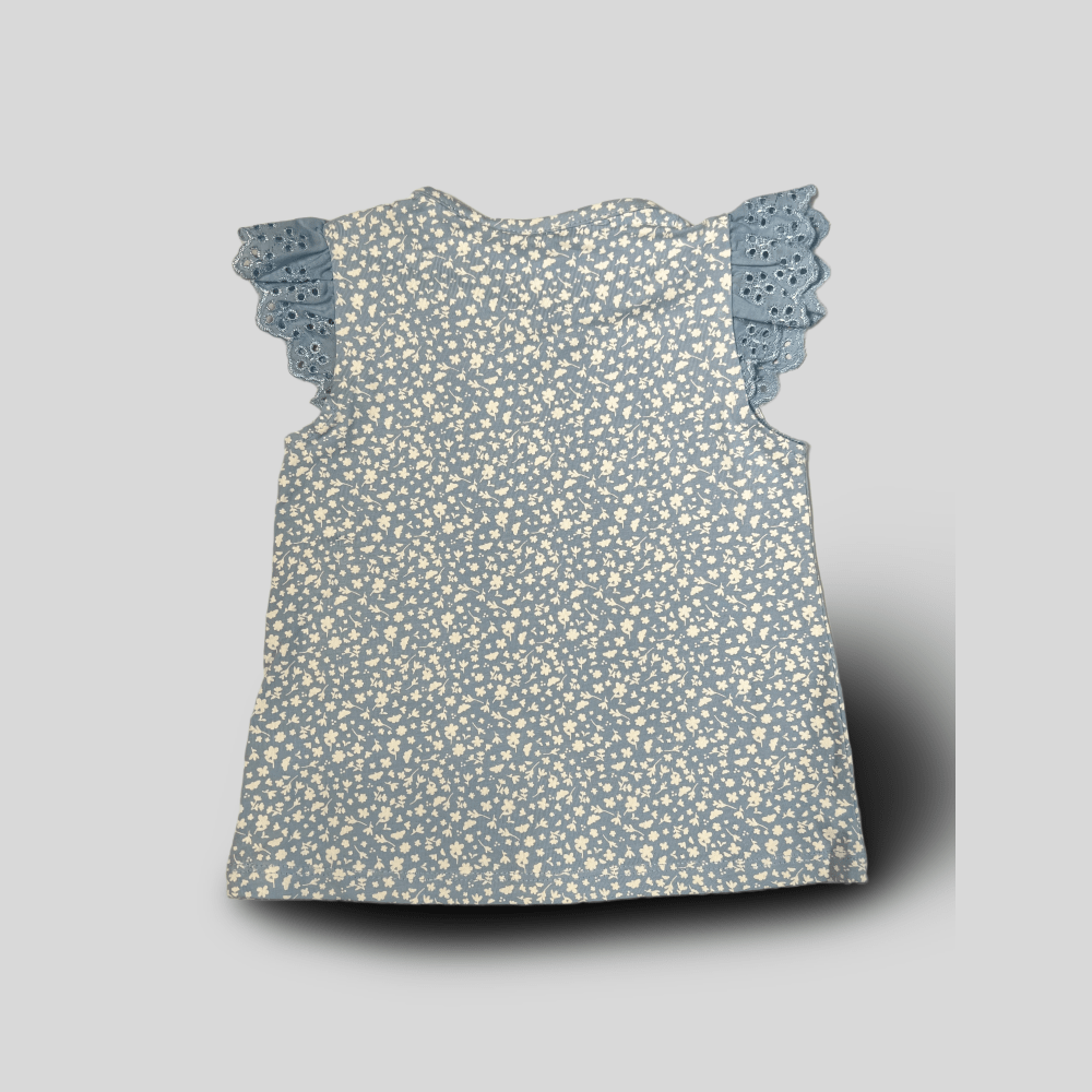 Rochie albastra cu flori albe