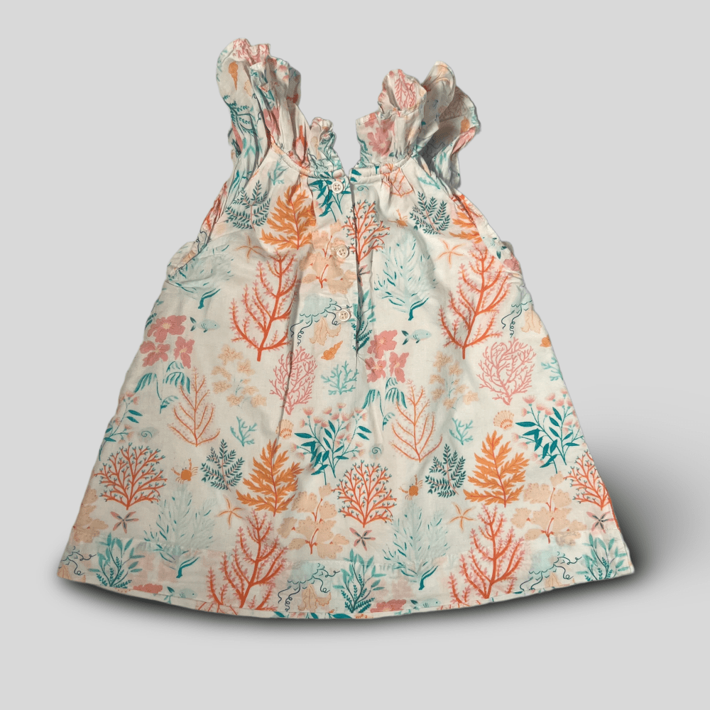 Rochie alba cu imprimeu plante