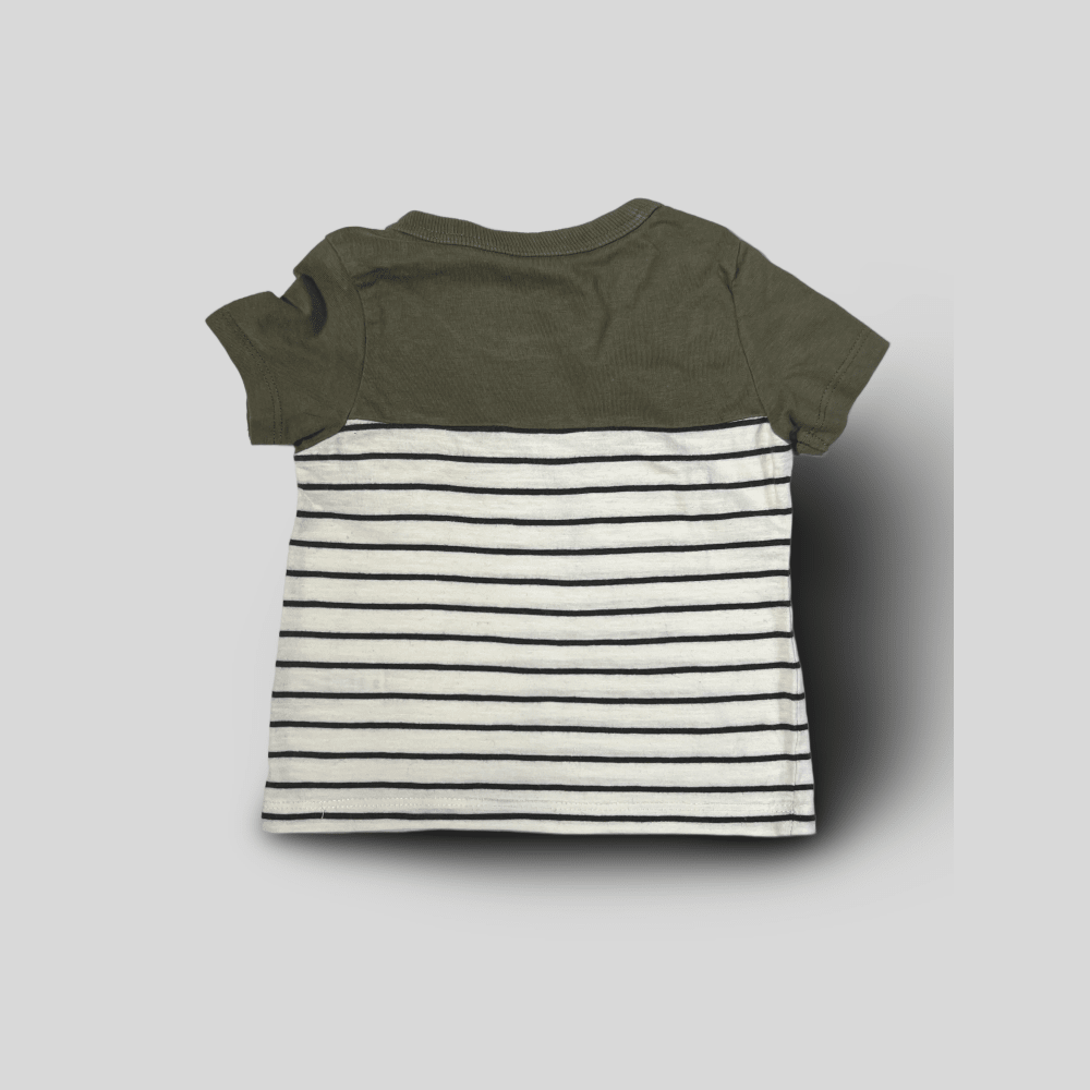 Tricou kaki cu dungi si ursulet