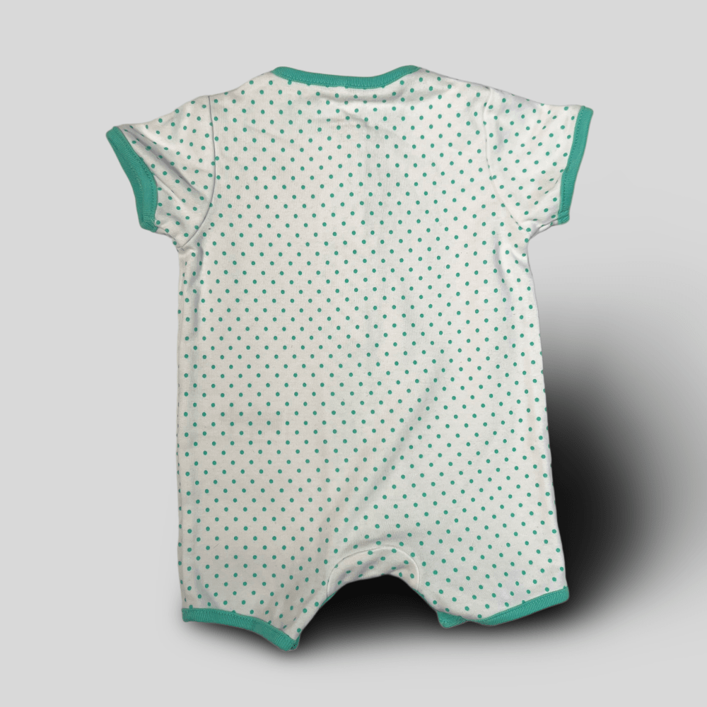 Pijama alba cu buline verzi