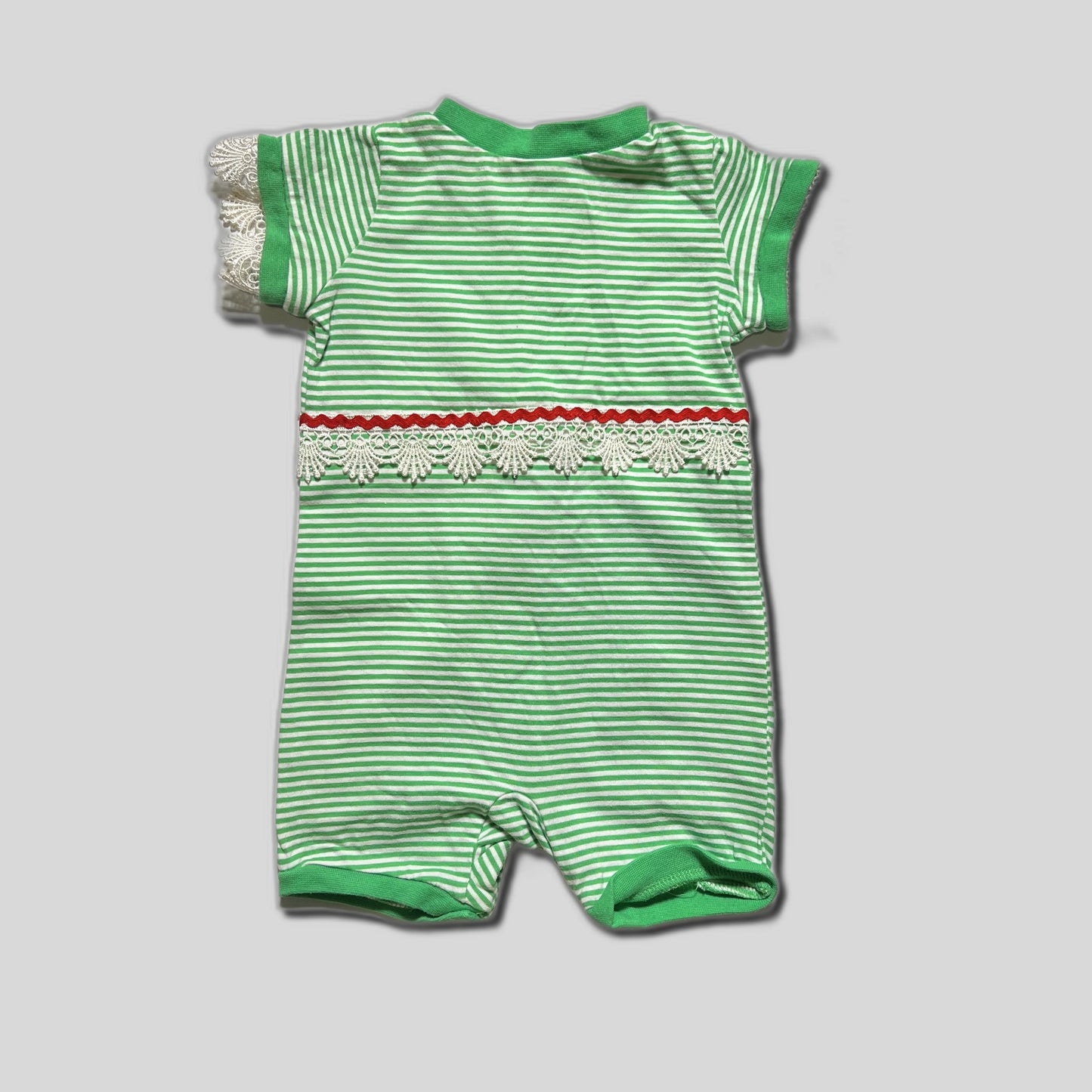 Salopeta verde cu dungi si curcubeu