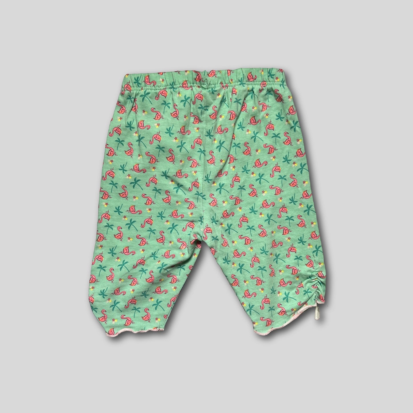 Pantaloni turcoaz cu flamingo