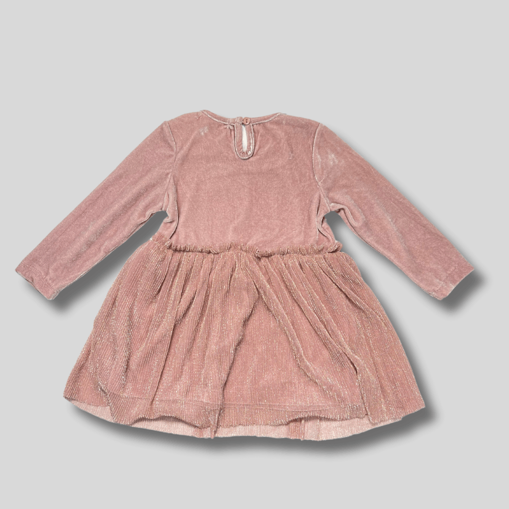 Rochie roz cu catifea si tull