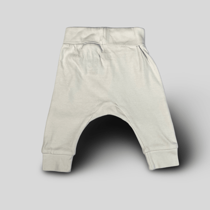 Pantaloni albi din bumbac cu banda
