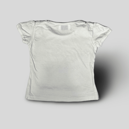 Tricou alb cu scris argintiu