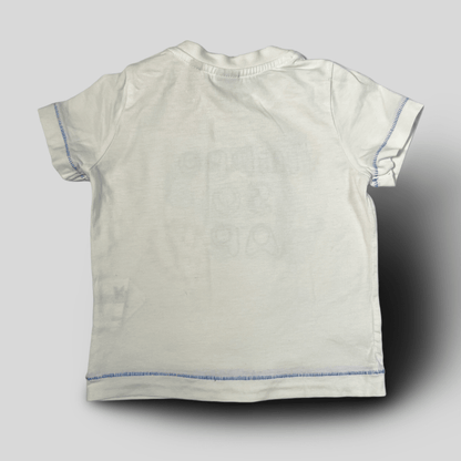 Tricou alb cu imprimeu albastru