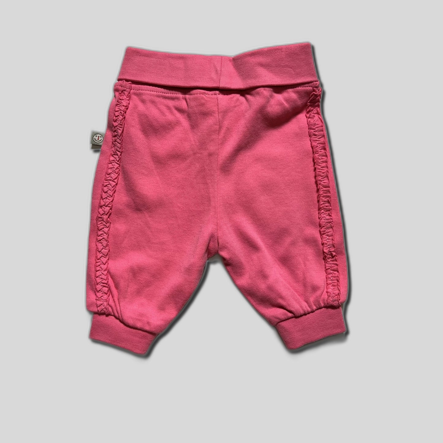 Pantaloni roz cu volanas