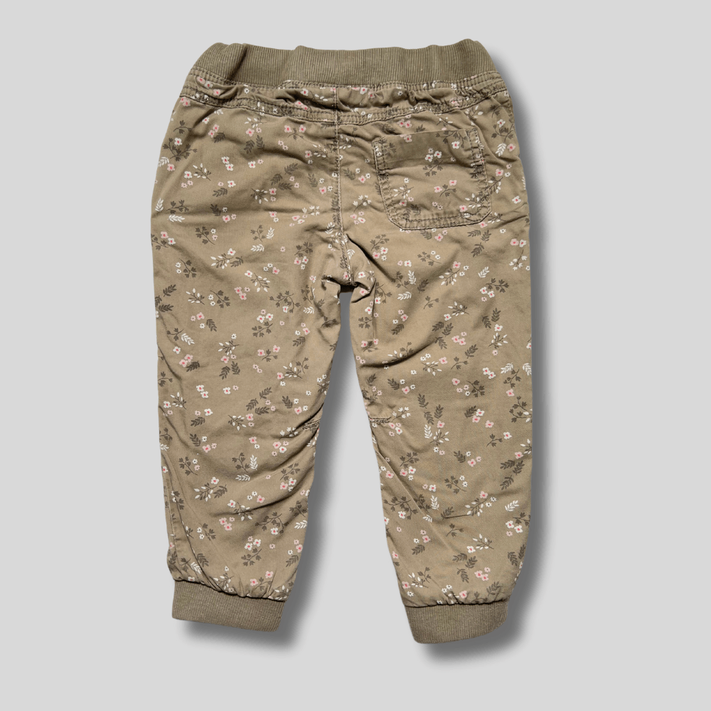 Pantaloni kaki cu imprimeu floral