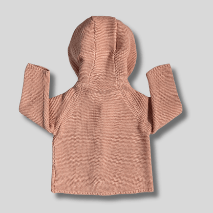 Cardigan roz cu gluga urechiuse