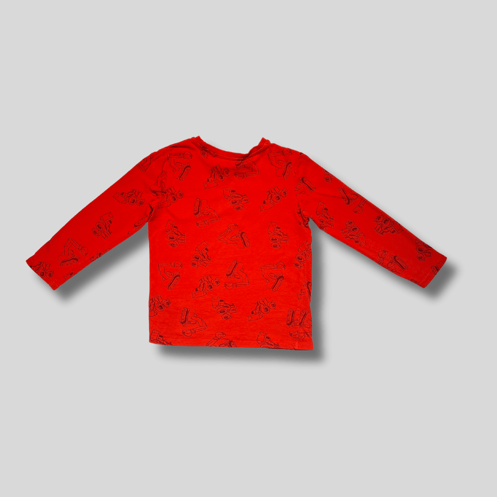 Bluza rosie cu excavatoare
